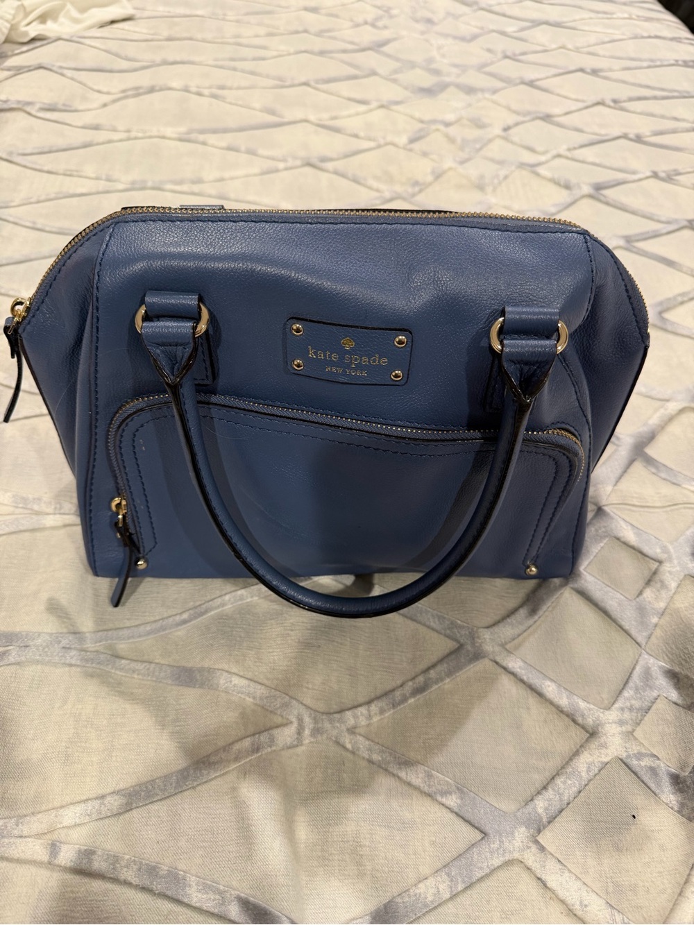 Vintage Kate Spade Blue Leather Satchel
